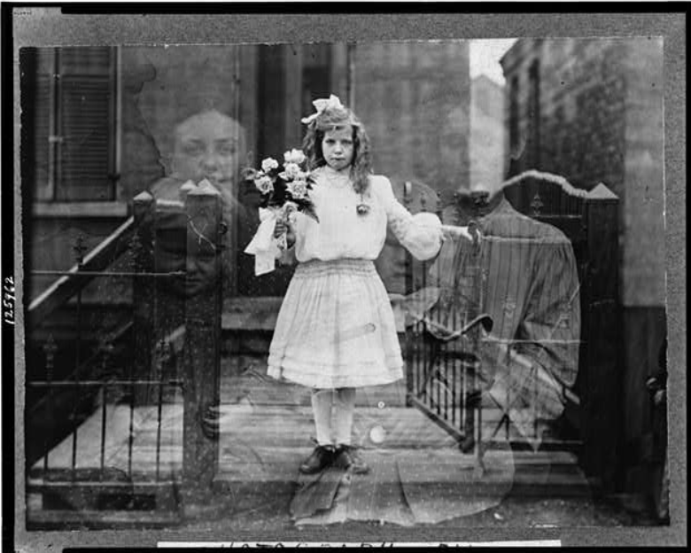 double exposed image of three children